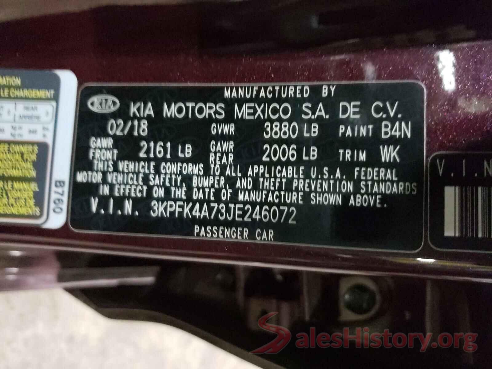 3KPFK4A73JE246072 2018 KIA FORTE