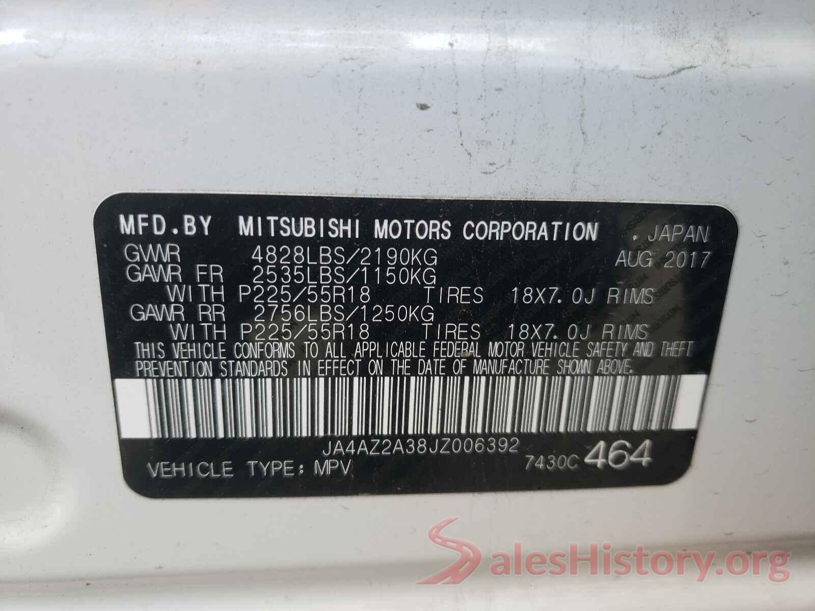 JA4AZ2A38JZ006392 2018 MITSUBISHI OUTLANDER