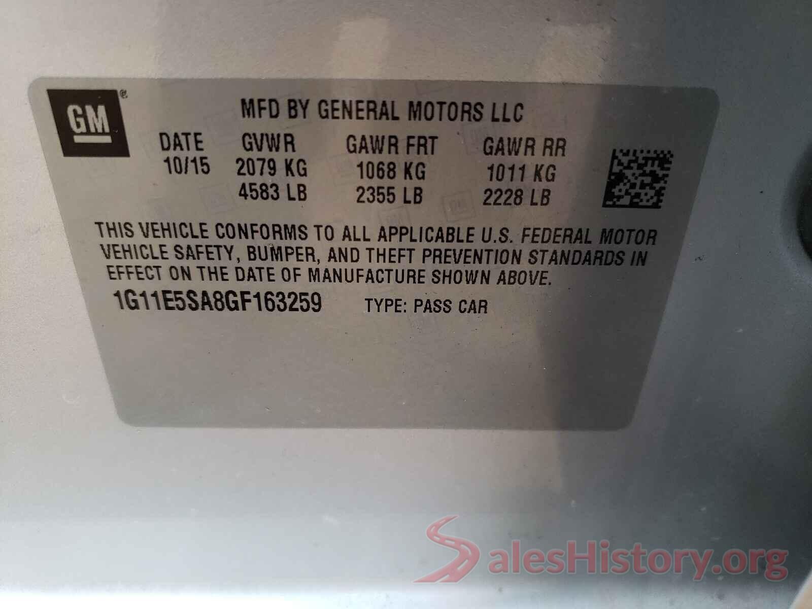 1G11E5SA8GF163259 2016 CHEVROLET MALIBU