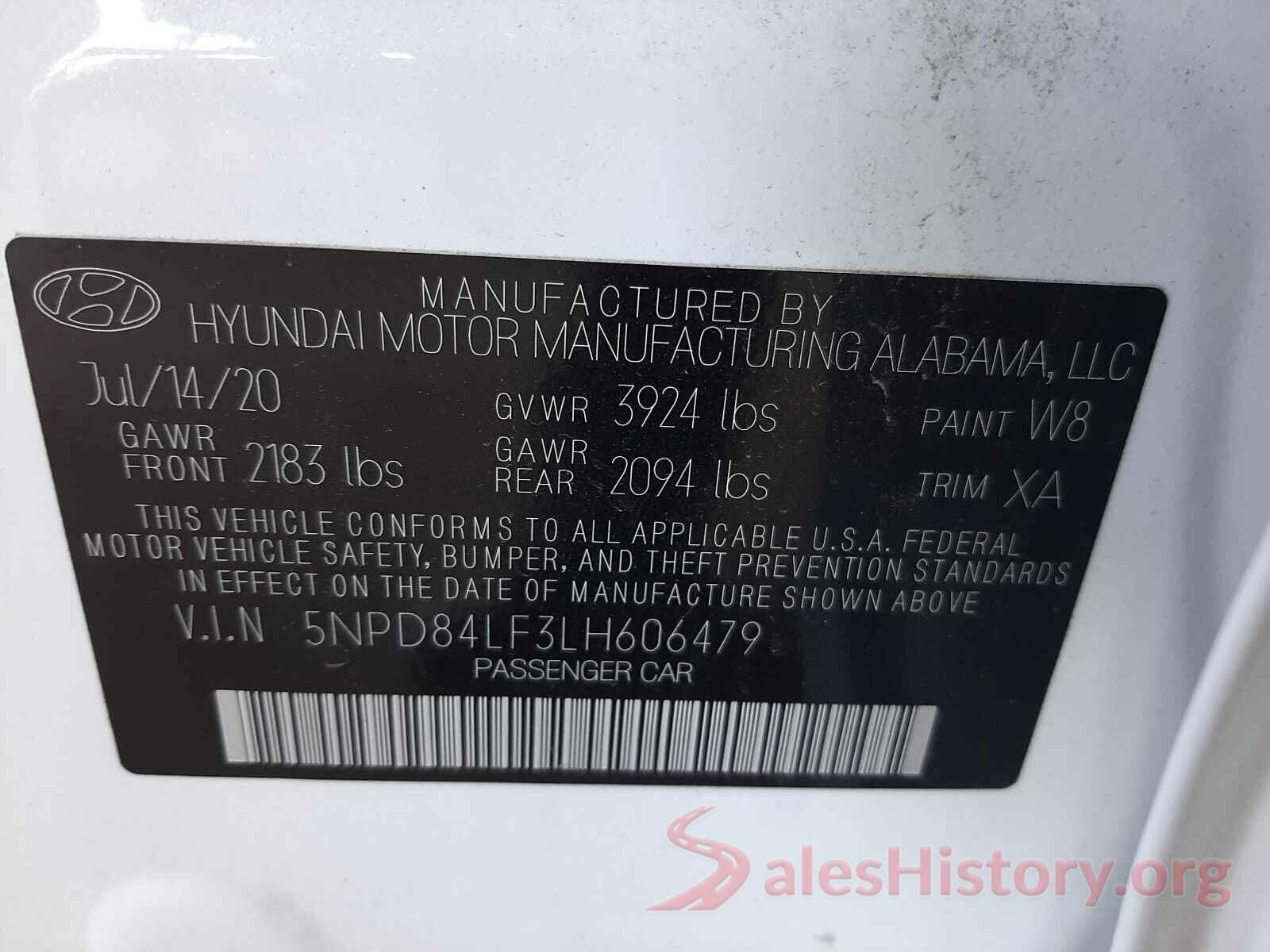 5NPD84LF3LH606479 2020 HYUNDAI ELANTRA