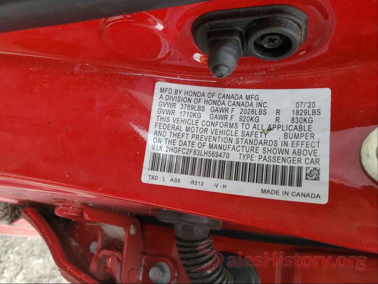 2HGFC2F83LH569470 2020 HONDA CIVIC