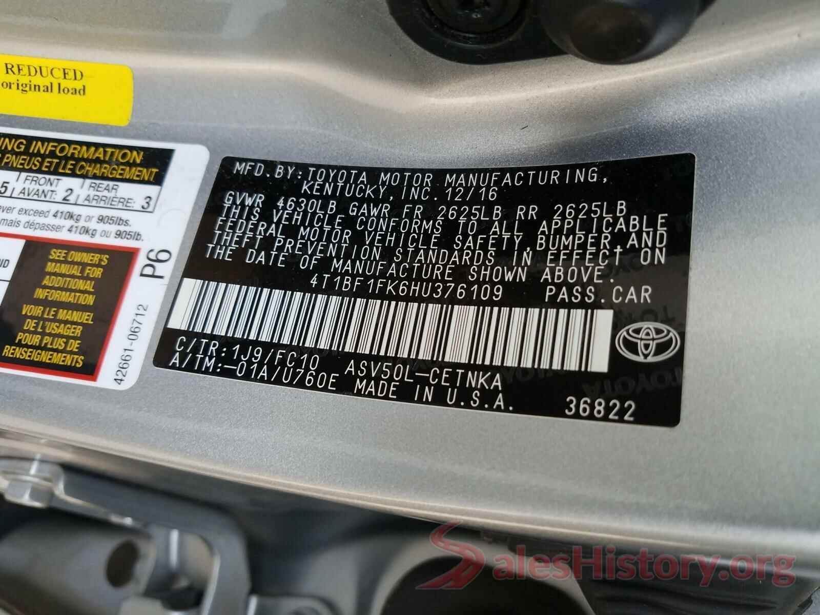 4T1BF1FK6HU376109 2017 TOYOTA CAMRY