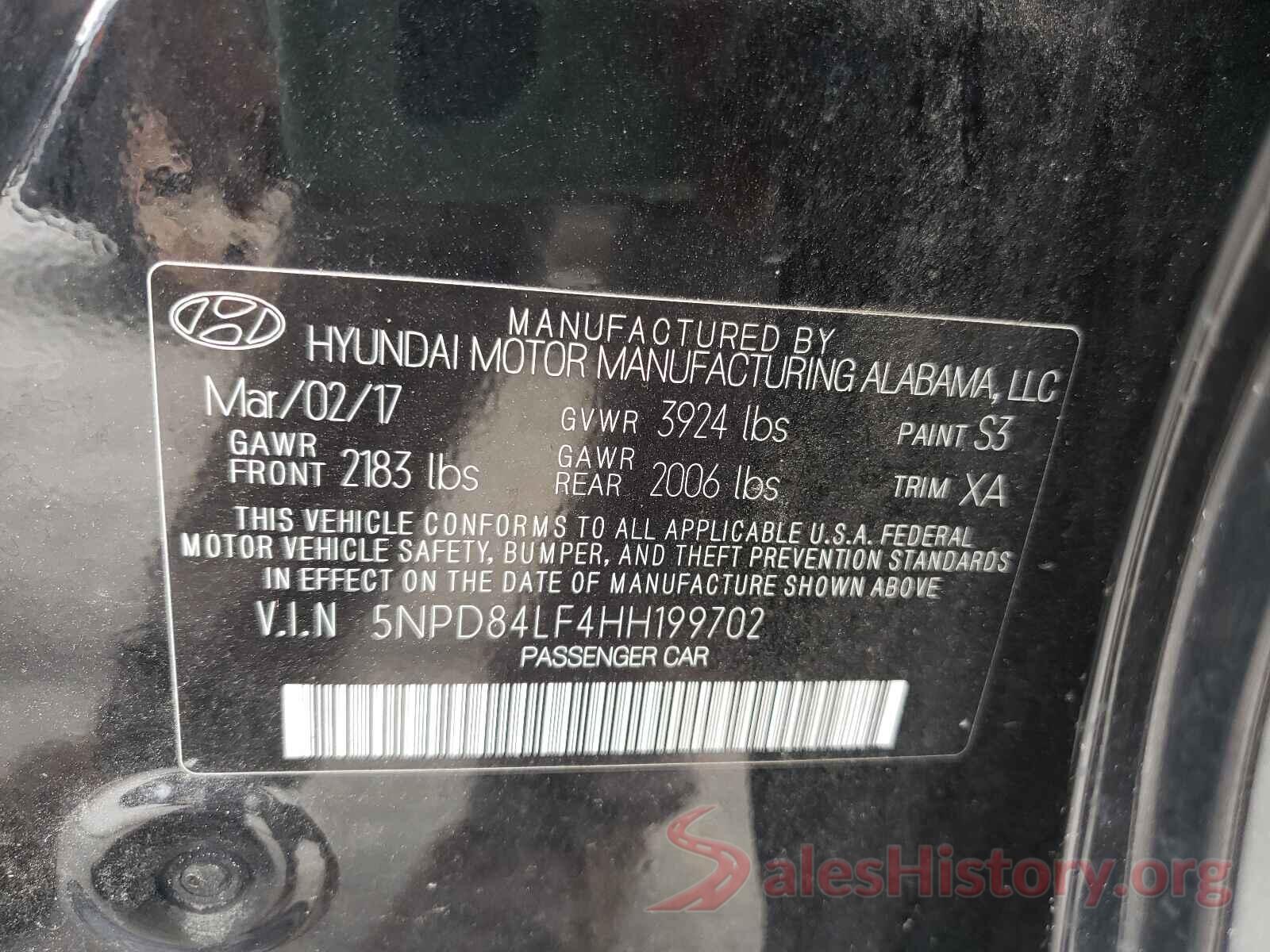 5NPD84LF4HH199702 2017 HYUNDAI ELANTRA