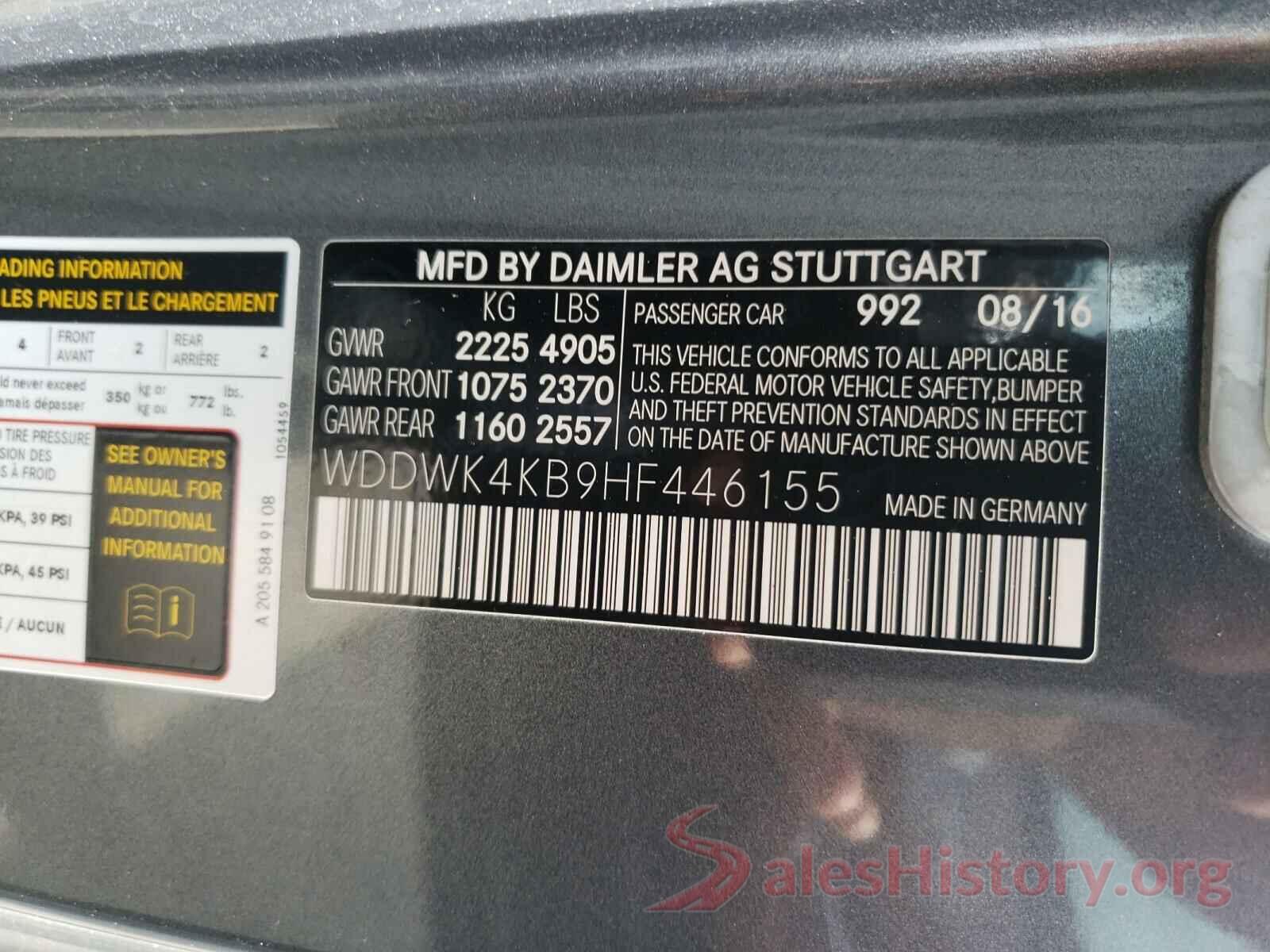 WDDWK4KB9HF446155 2017 MERCEDES-BENZ C-CLASS