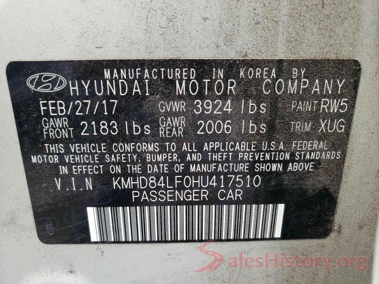 KMHD84LF0HU417510 2017 HYUNDAI ELANTRA