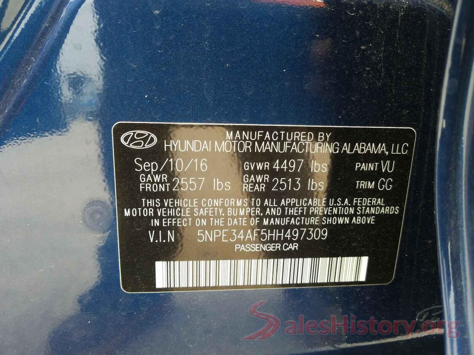 5NPE34AF5HH497309 2017 HYUNDAI SONATA