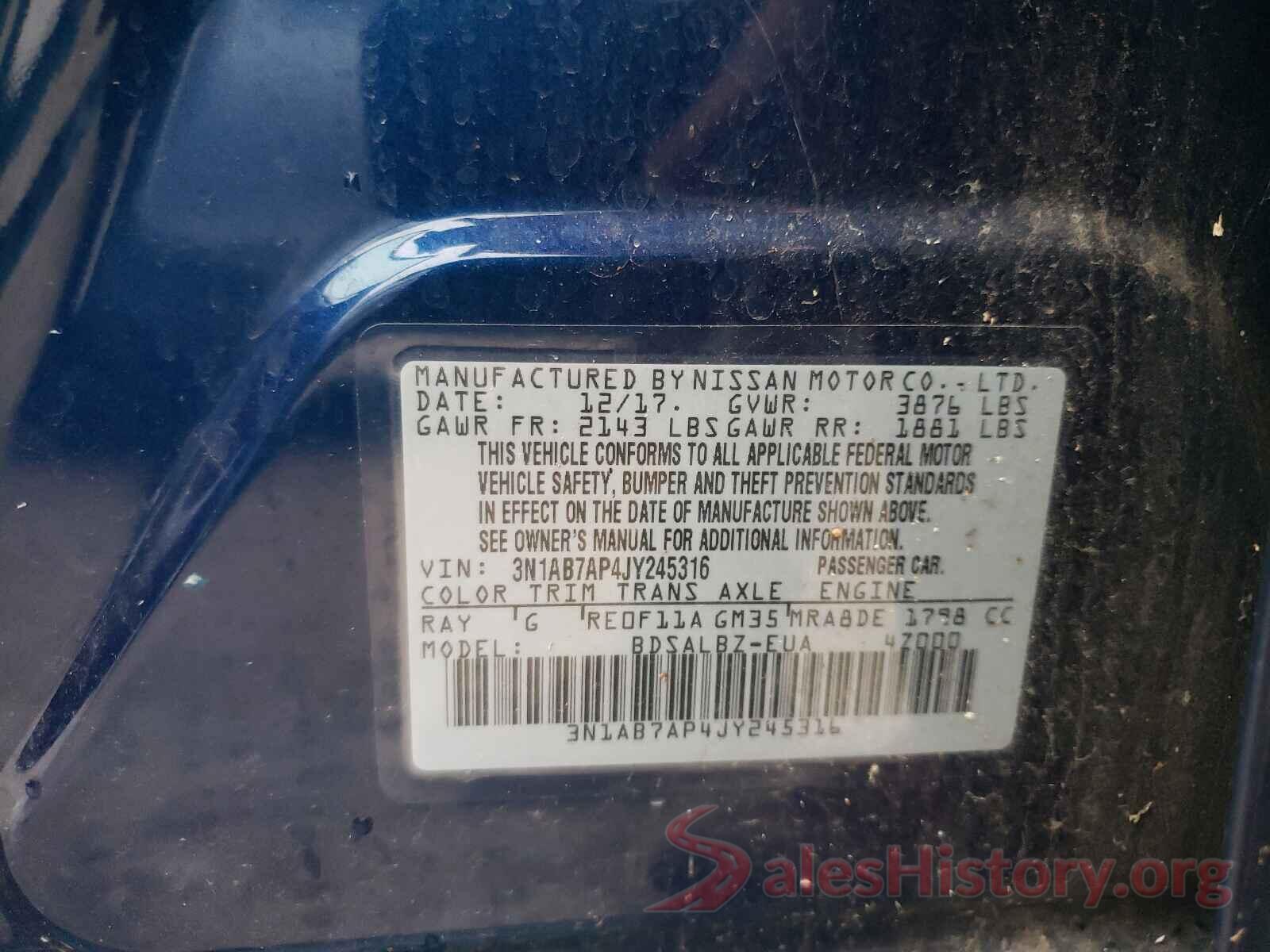 3N1AB7AP4JY245316 2018 NISSAN SENTRA