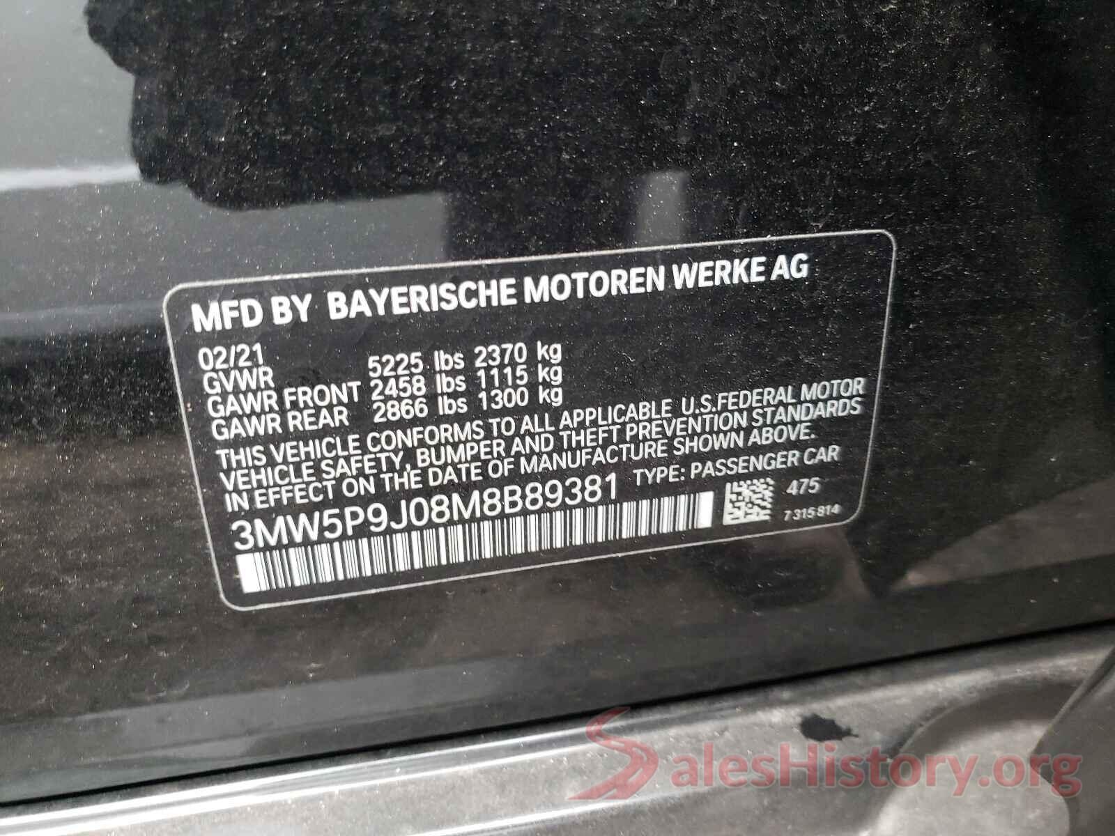 3MW5P9J08M8B89381 2021 BMW 3 SERIES