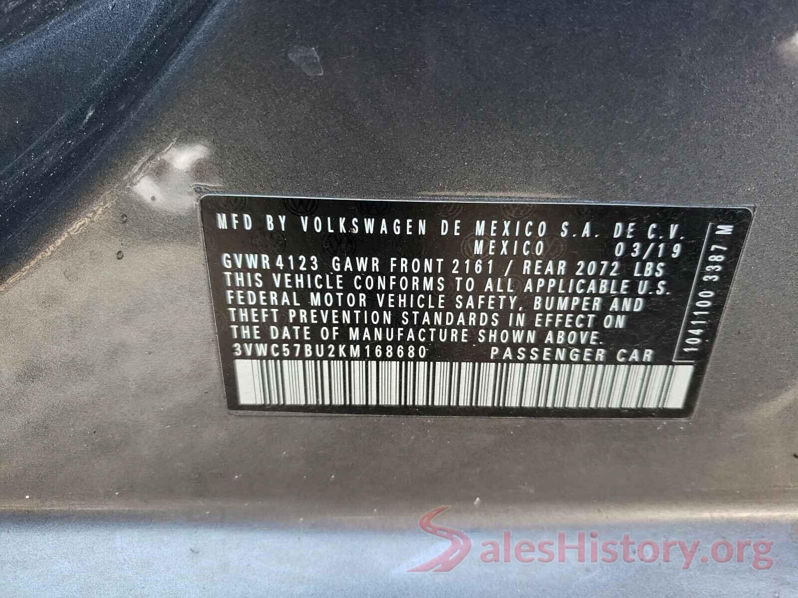 3VWC57BU2KM168680 2019 VOLKSWAGEN JETTA