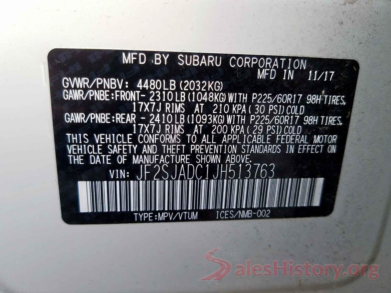 JF2SJADC1JH513763 2018 SUBARU FORESTER