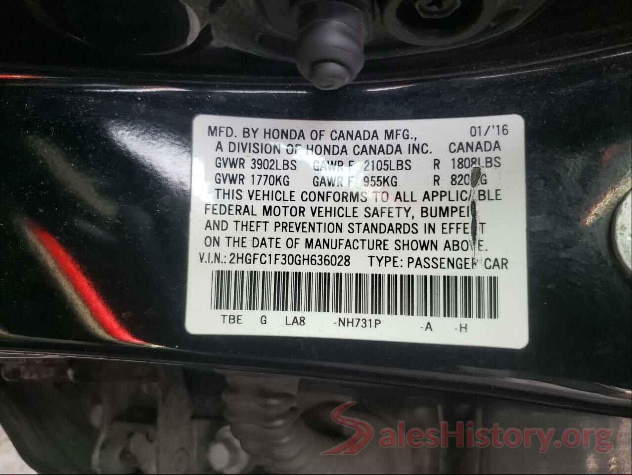 2HGFC1F30GH636028 2016 HONDA CIVIC