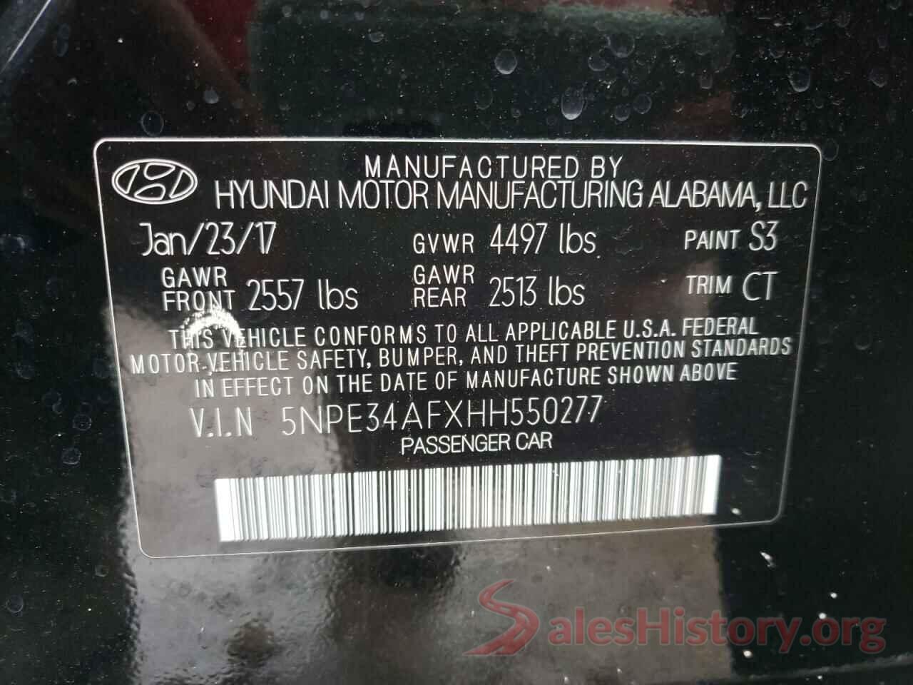 5NPE34AFXHH550277 2017 HYUNDAI SONATA