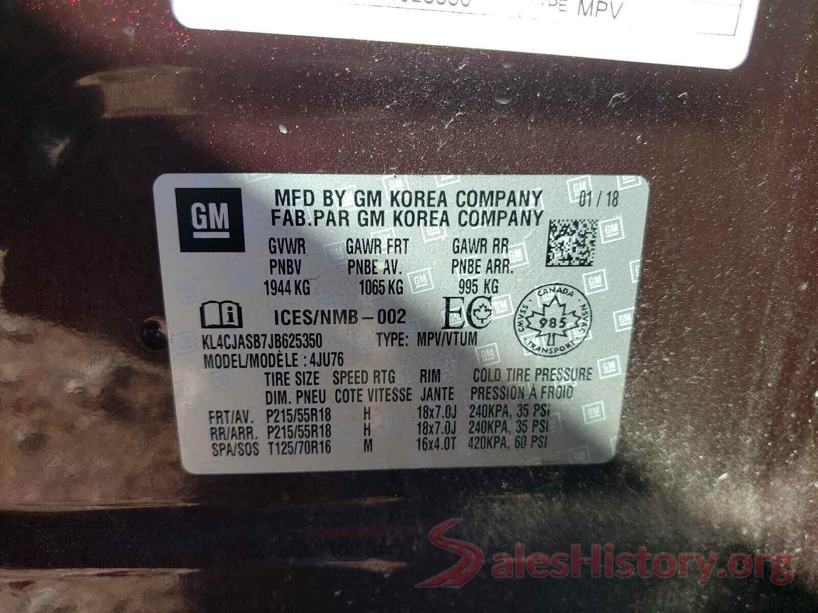 KL4CJASB7JB625350 2018 BUICK ENCORE