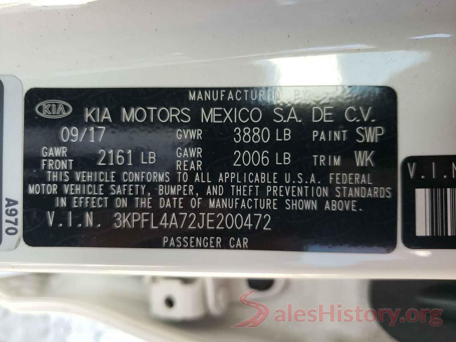 3KPFL4A72JE200472 2018 KIA FORTE