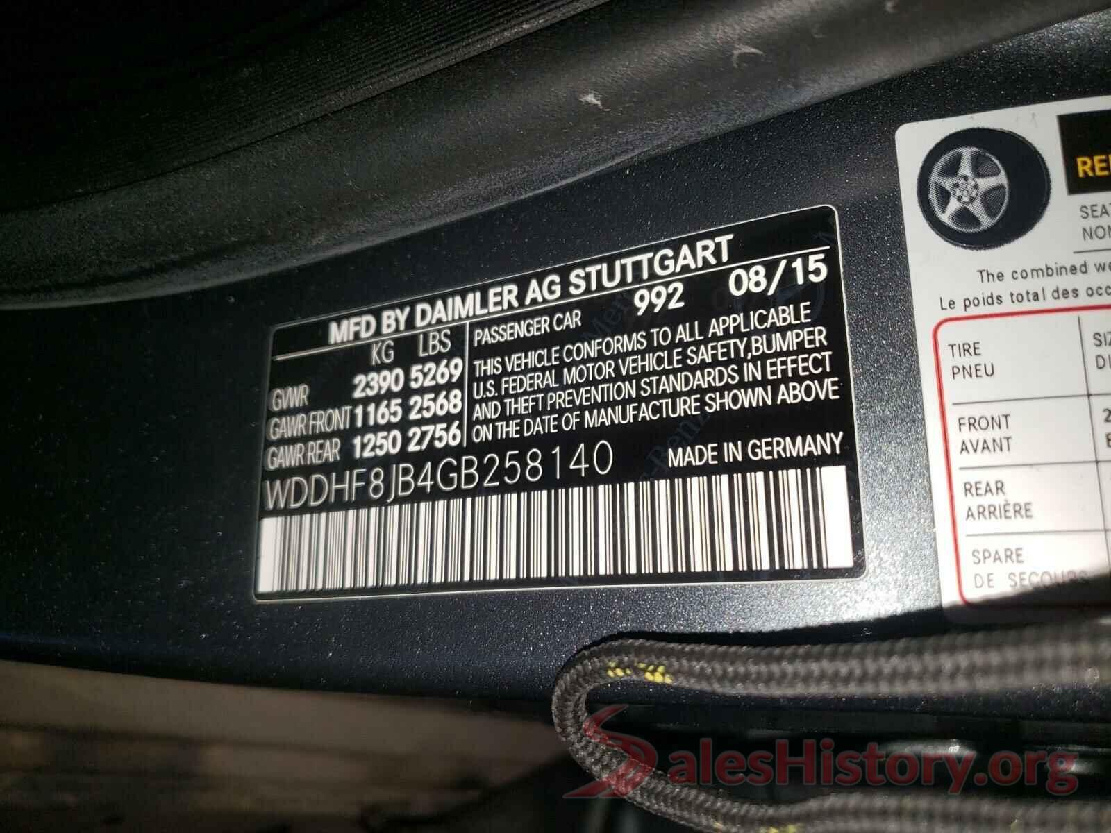 WDDHF8JB4GB258140 2016 MERCEDES-BENZ E-CLASS