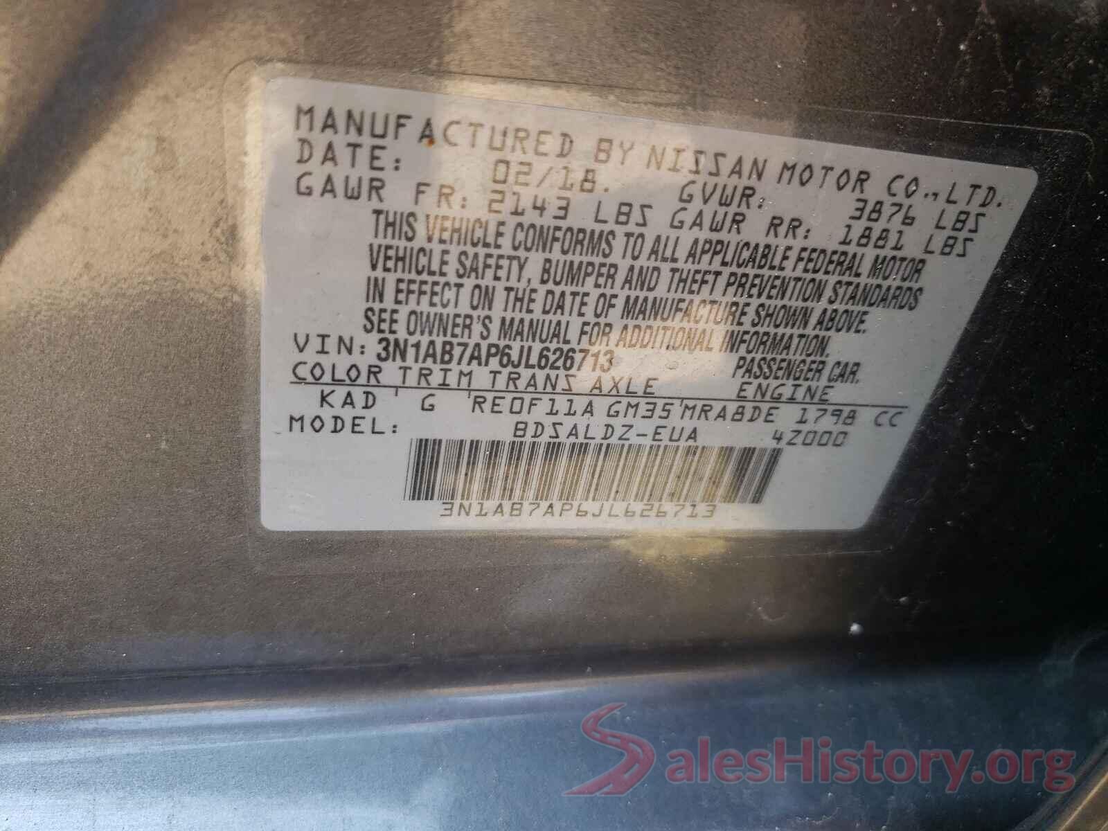 3N1AB7AP6JL626713 2018 NISSAN SENTRA