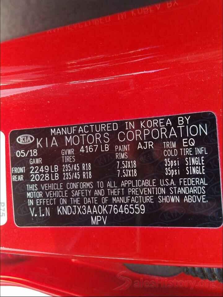 KNDJX3AA0K7646559 2019 KIA SOUL