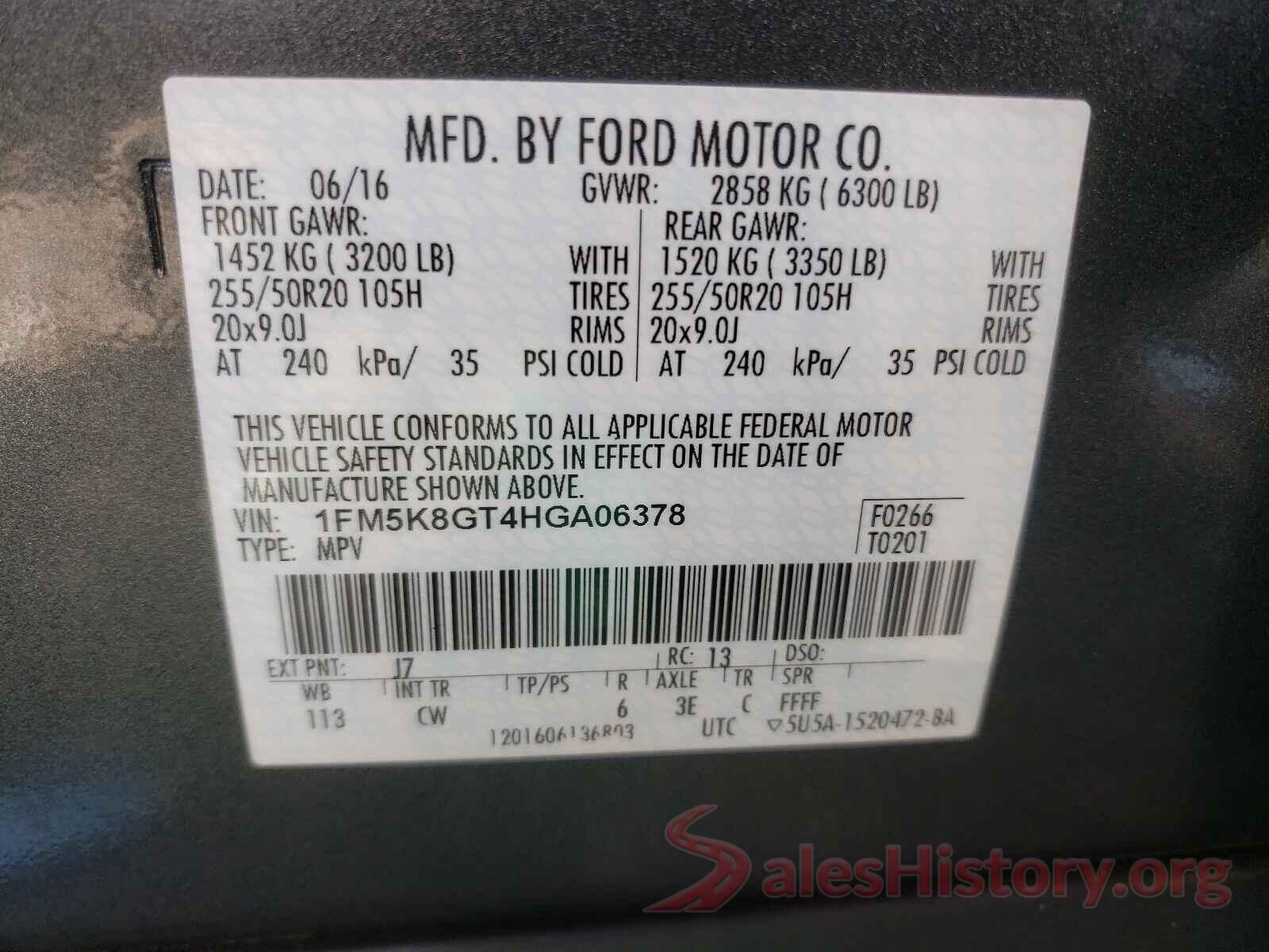 1FM5K8GT4HGA06378 2017 FORD EXPLORER