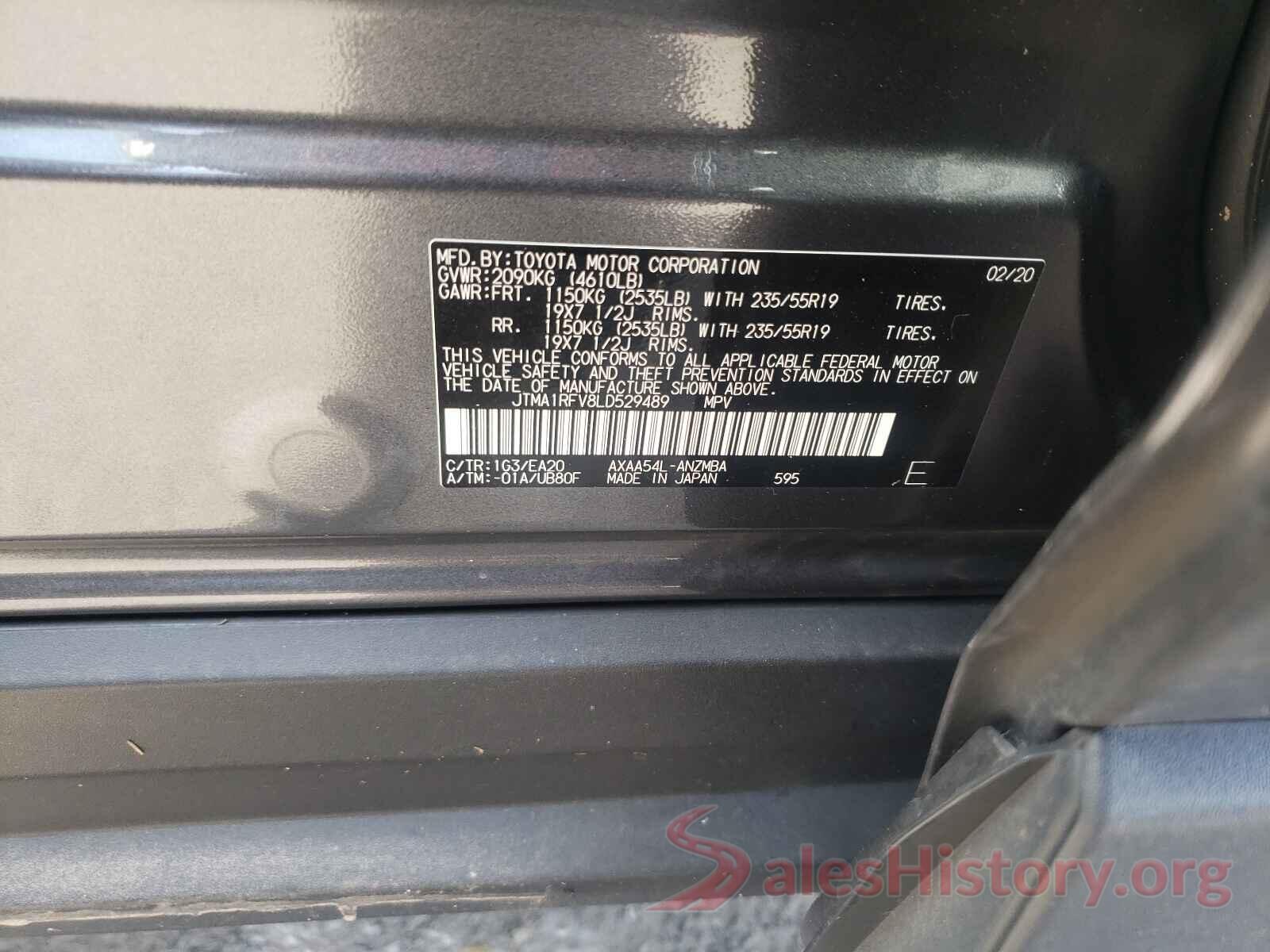 JTMA1RFV8LD529489 2020 TOYOTA RAV4