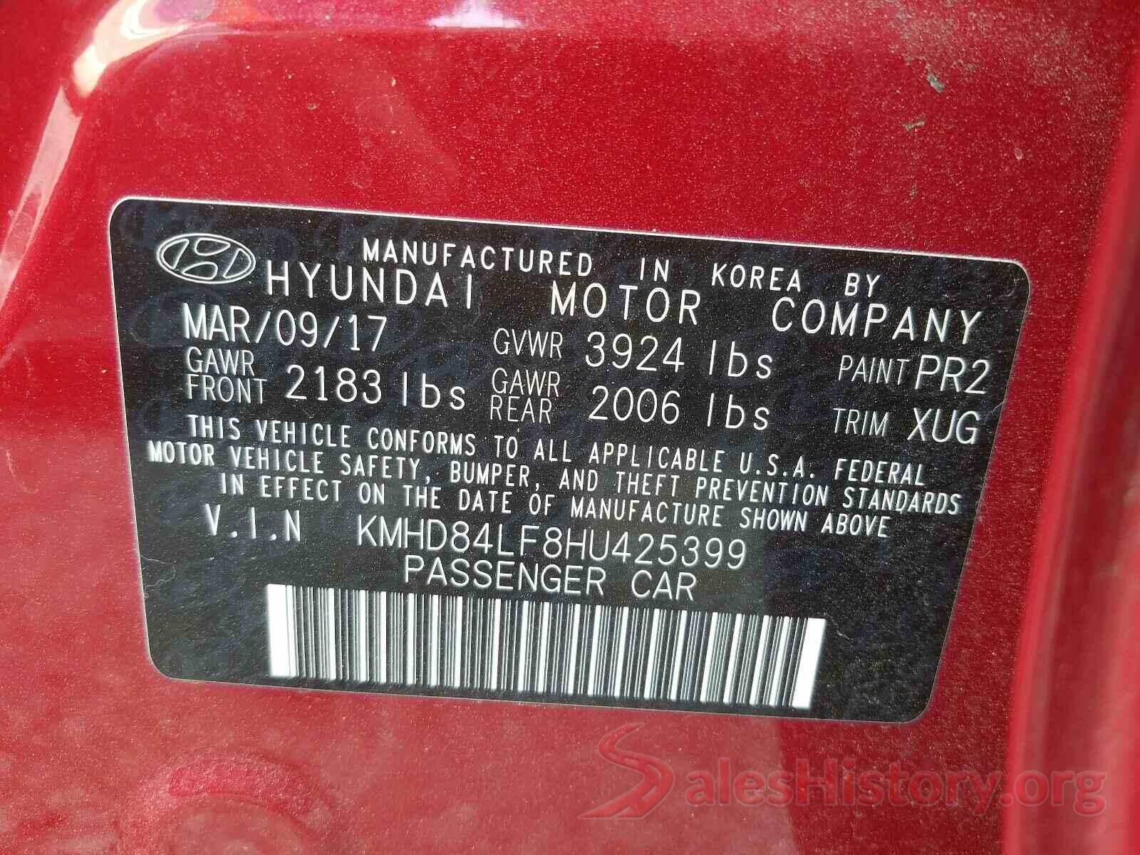 KMHD84LF8HU425399 2017 HYUNDAI ELANTRA