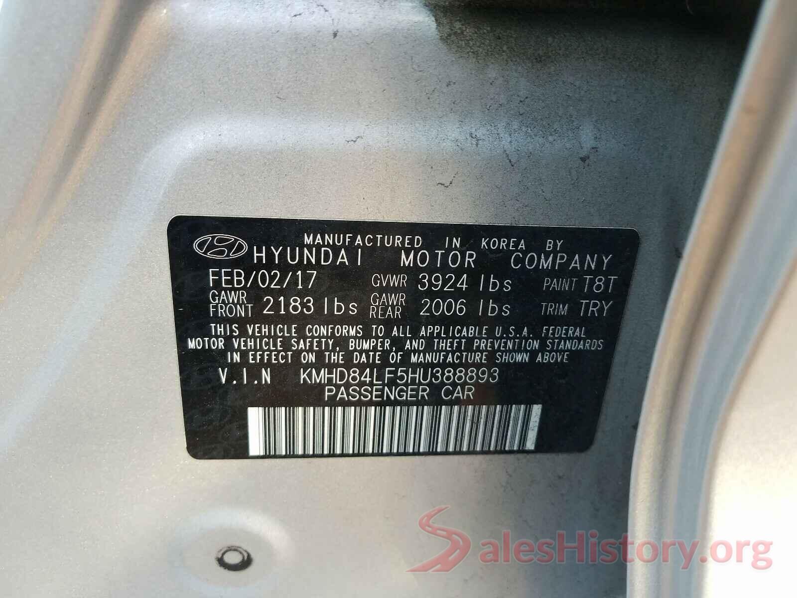 KMHD84LF5HU388893 2017 HYUNDAI ELANTRA