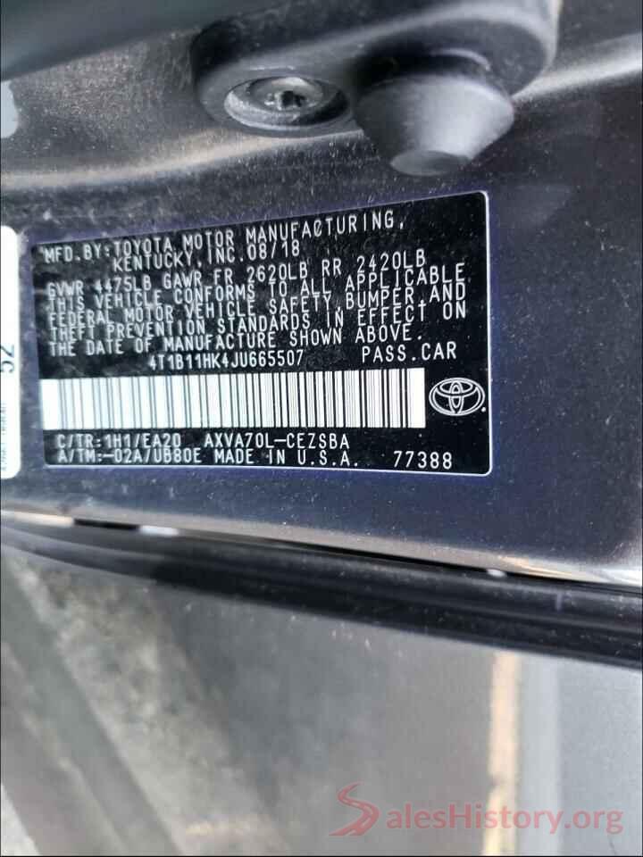 4T1B11HK4JU665507 2018 TOYOTA CAMRY