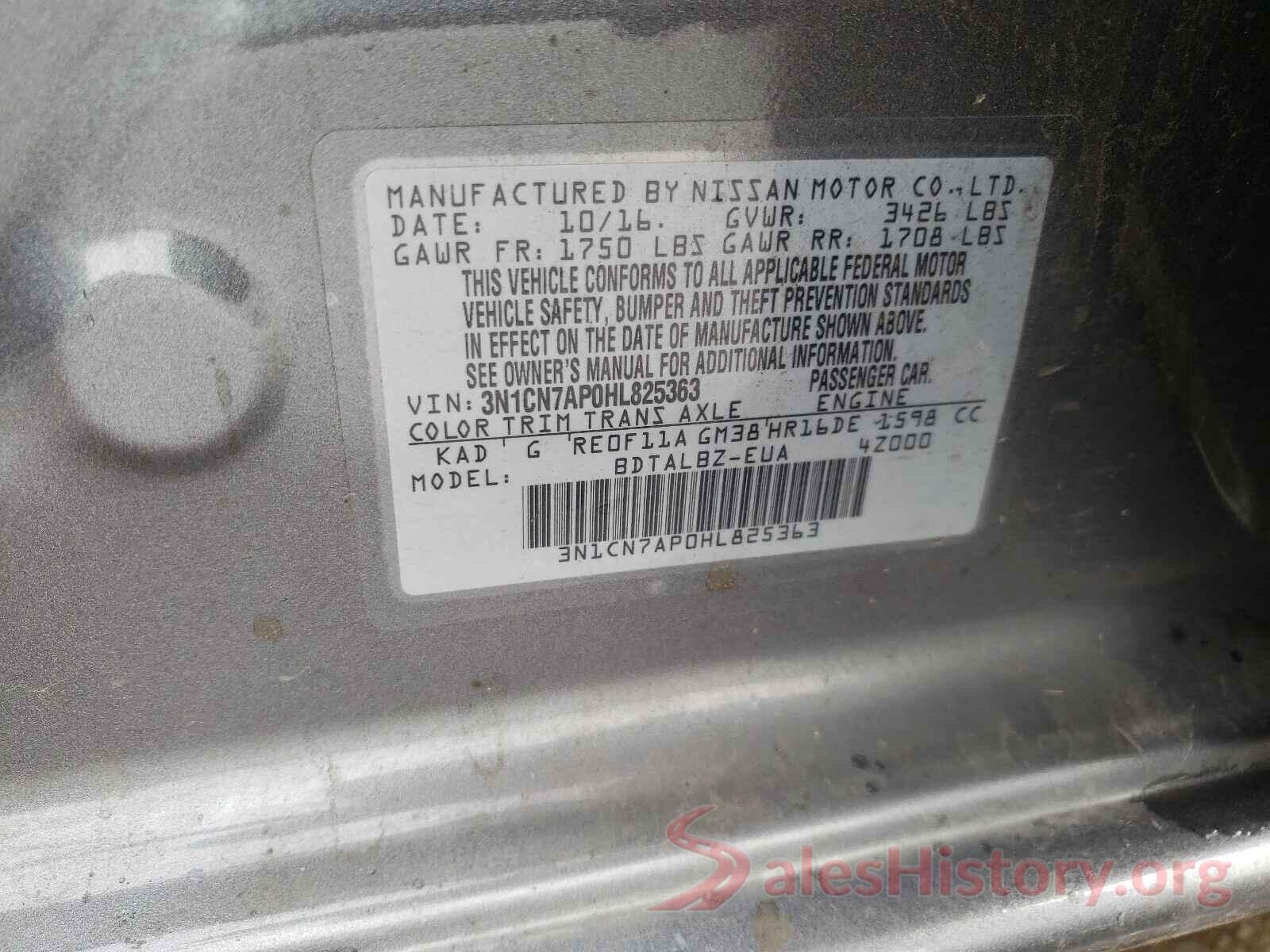 3N1CN7AP0HL825363 2017 NISSAN VERSA