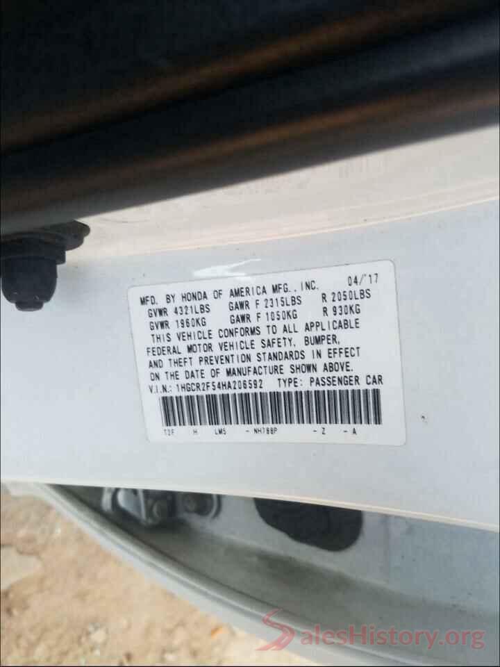 1HGCR2F54HA206592 2017 HONDA ACCORD