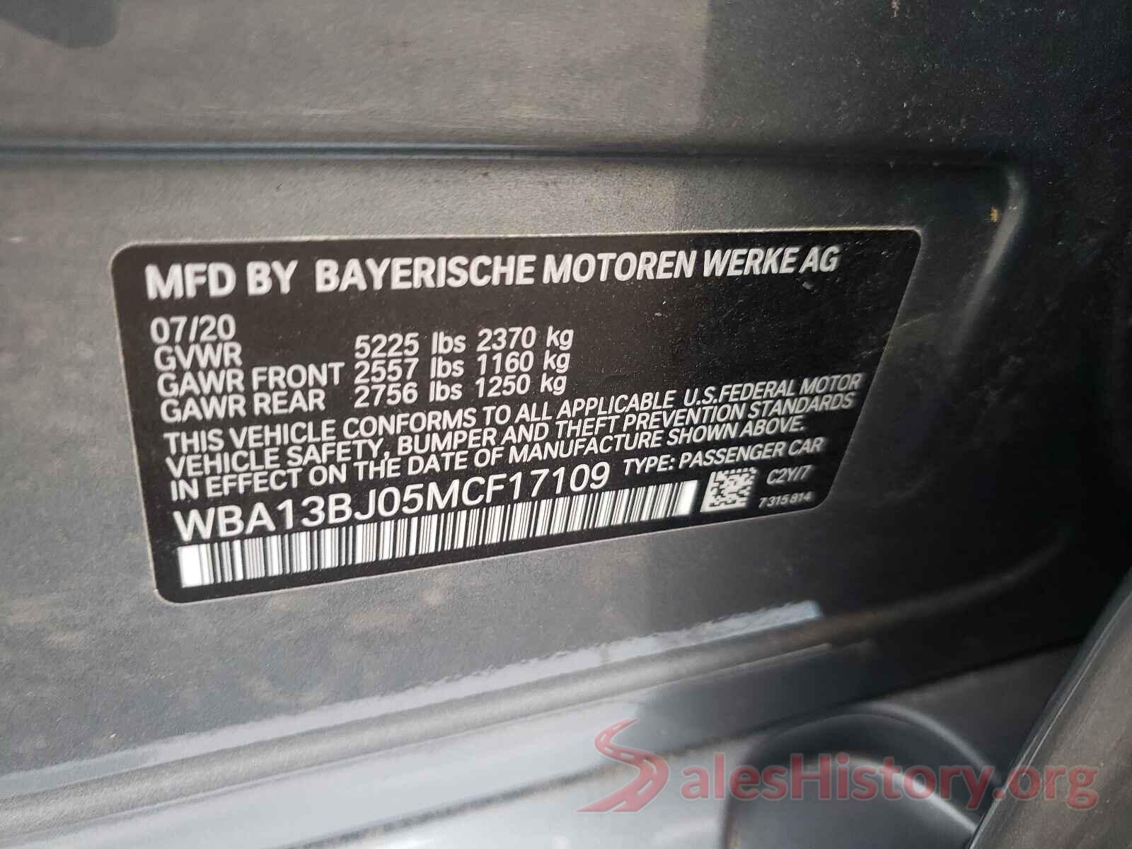 WBA13BJ05MCF17109 2021 BMW 5 SERIES