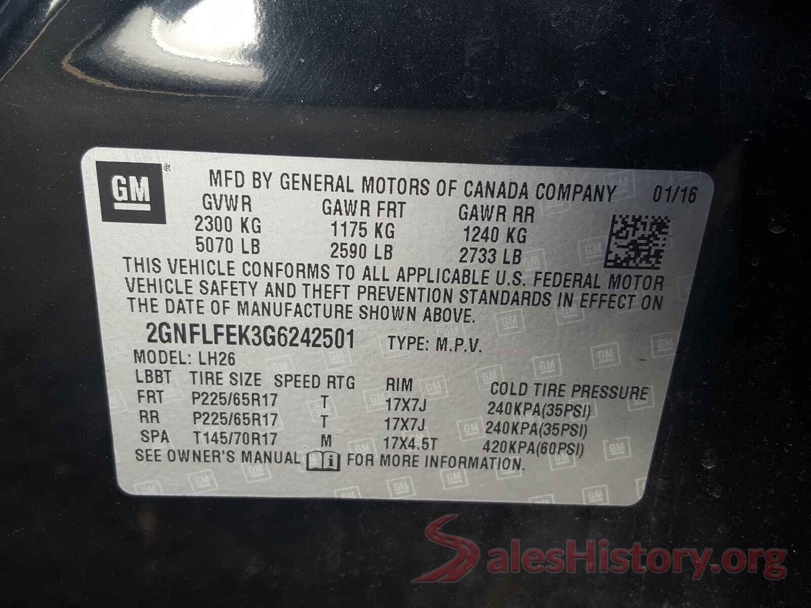 2GNFLFEK3G6242501 2016 CHEVROLET EQUINOX