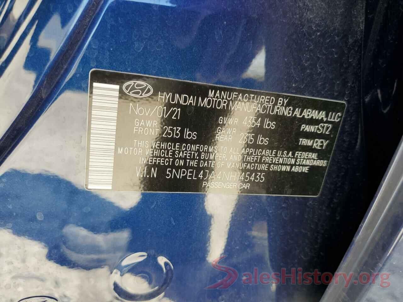 5NPEL4JA4NH145435 2022 HYUNDAI SONATA