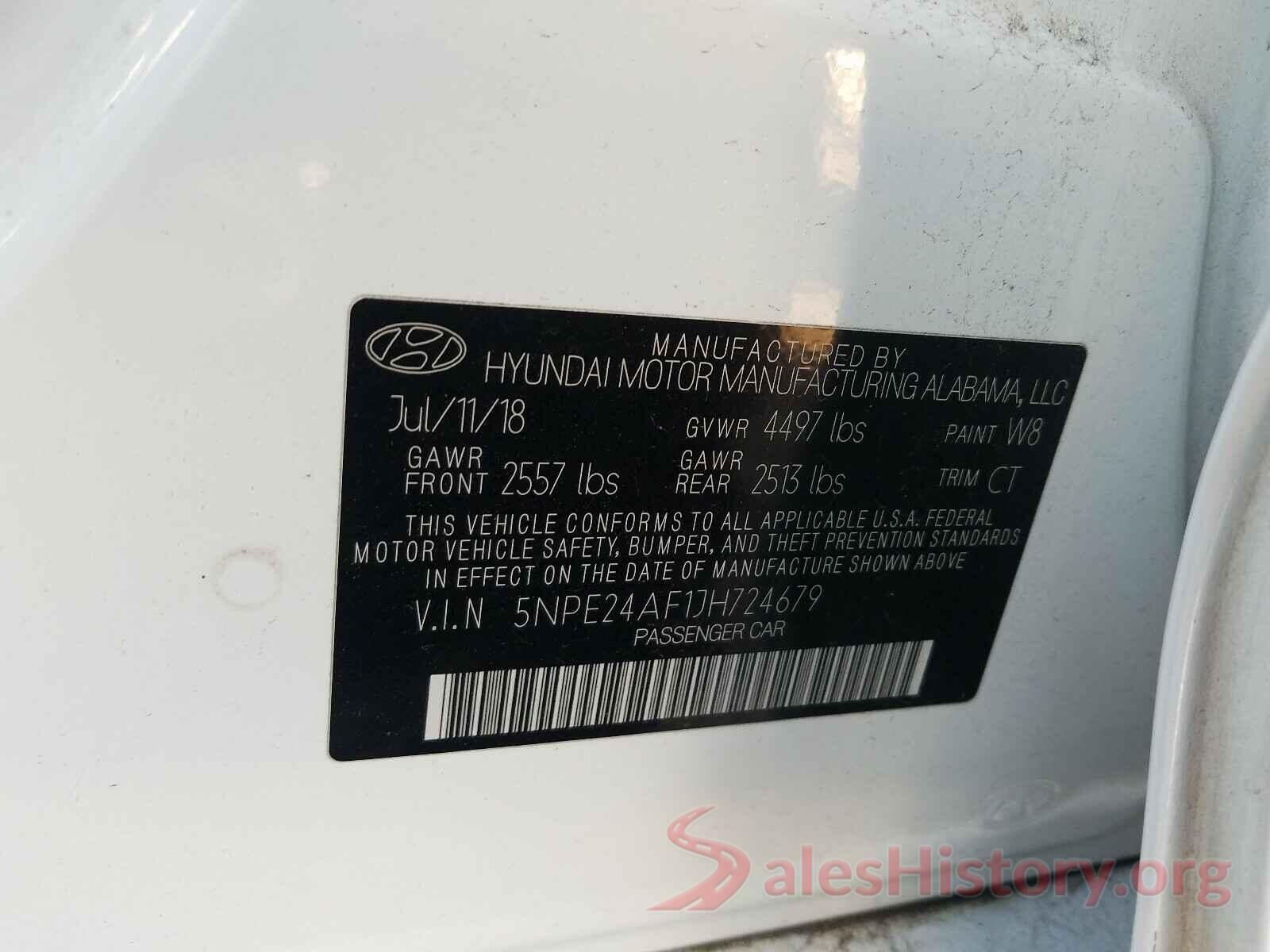 5NPE24AF1JH724679 2018 HYUNDAI SONATA