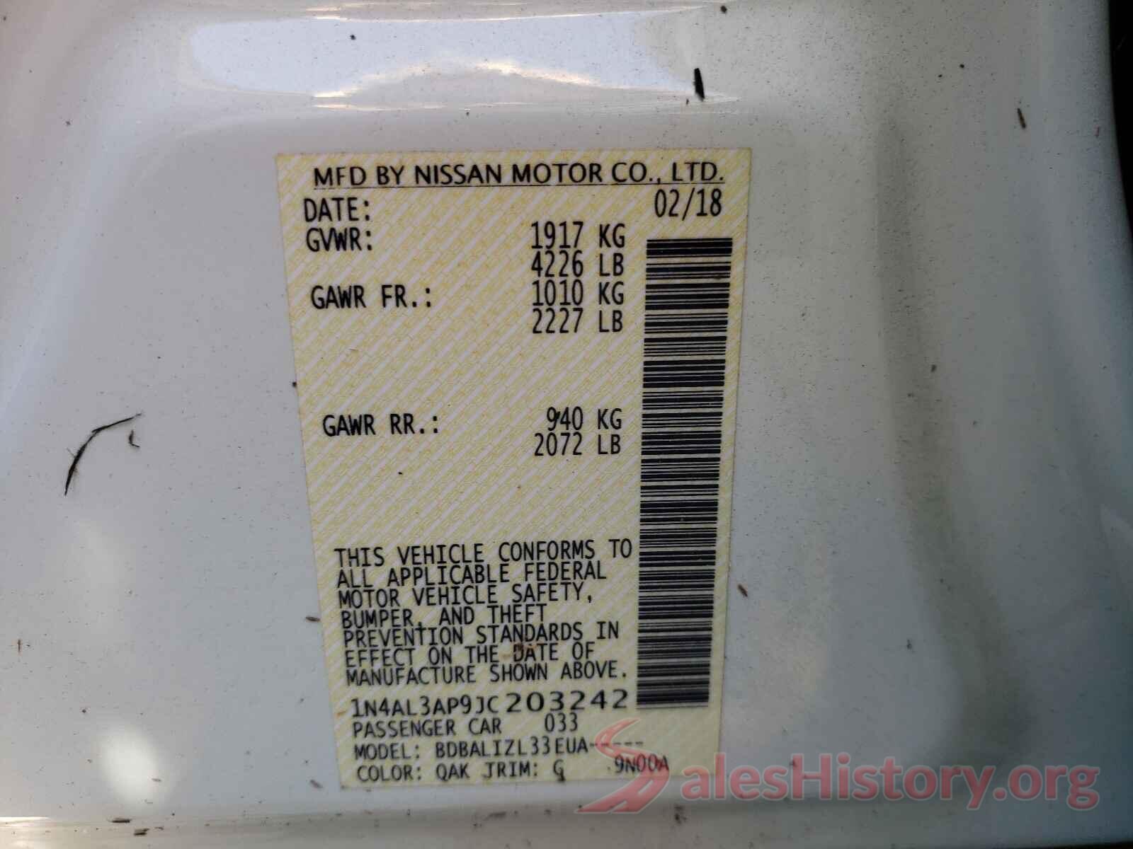 1N4AL3AP9JC203242 2018 NISSAN ALTIMA