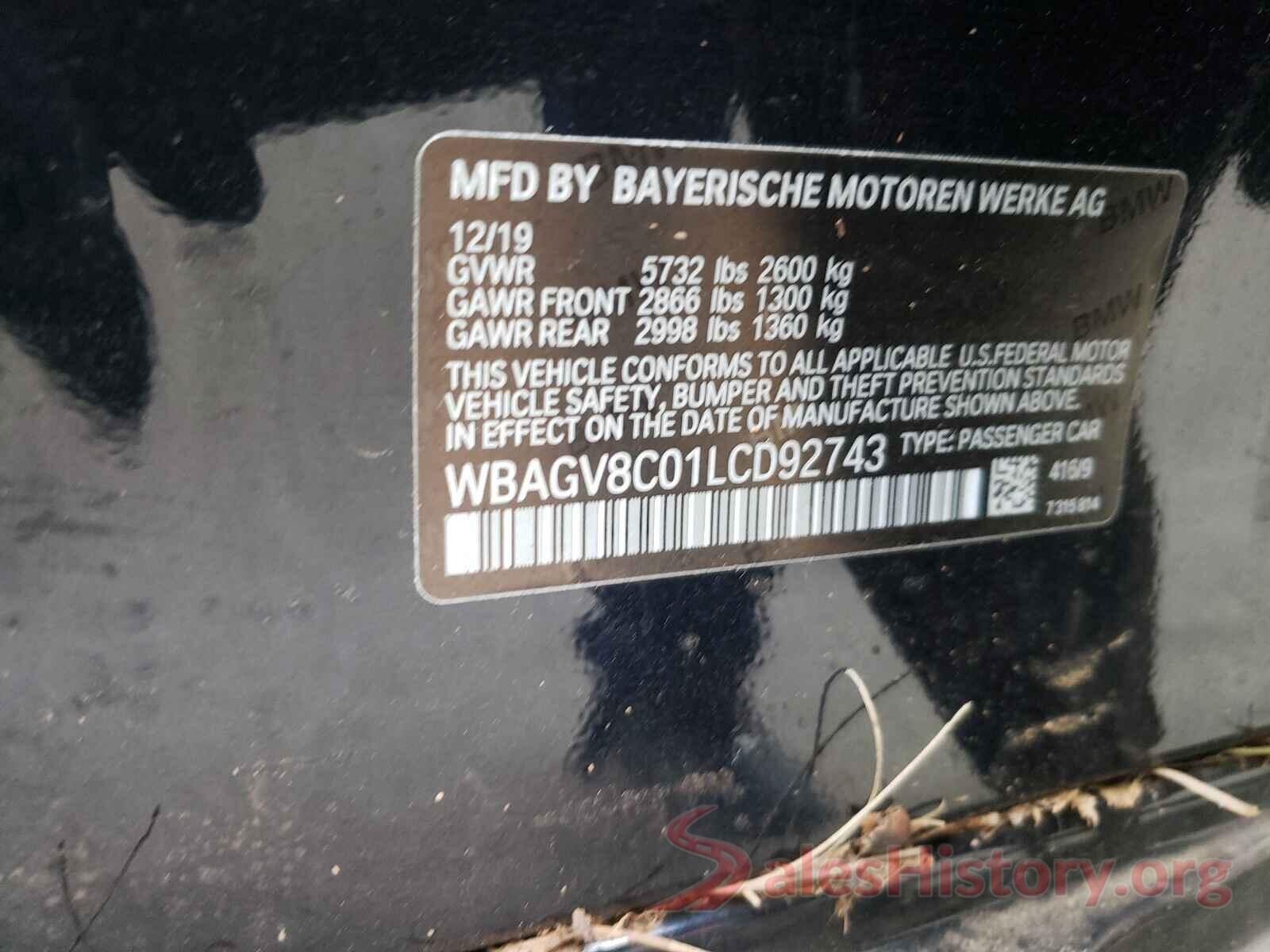 WBAGV8C01LCD92743 2020 BMW M8