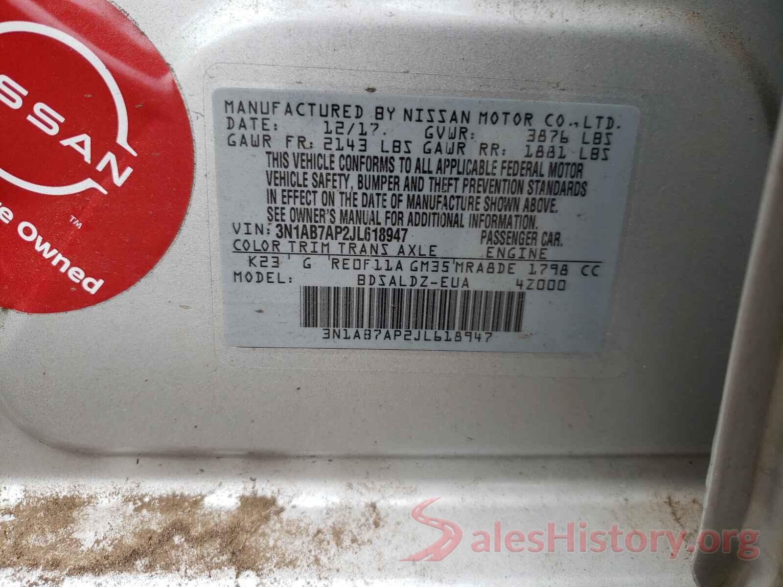 3N1AB7AP2JL618947 2018 NISSAN SENTRA