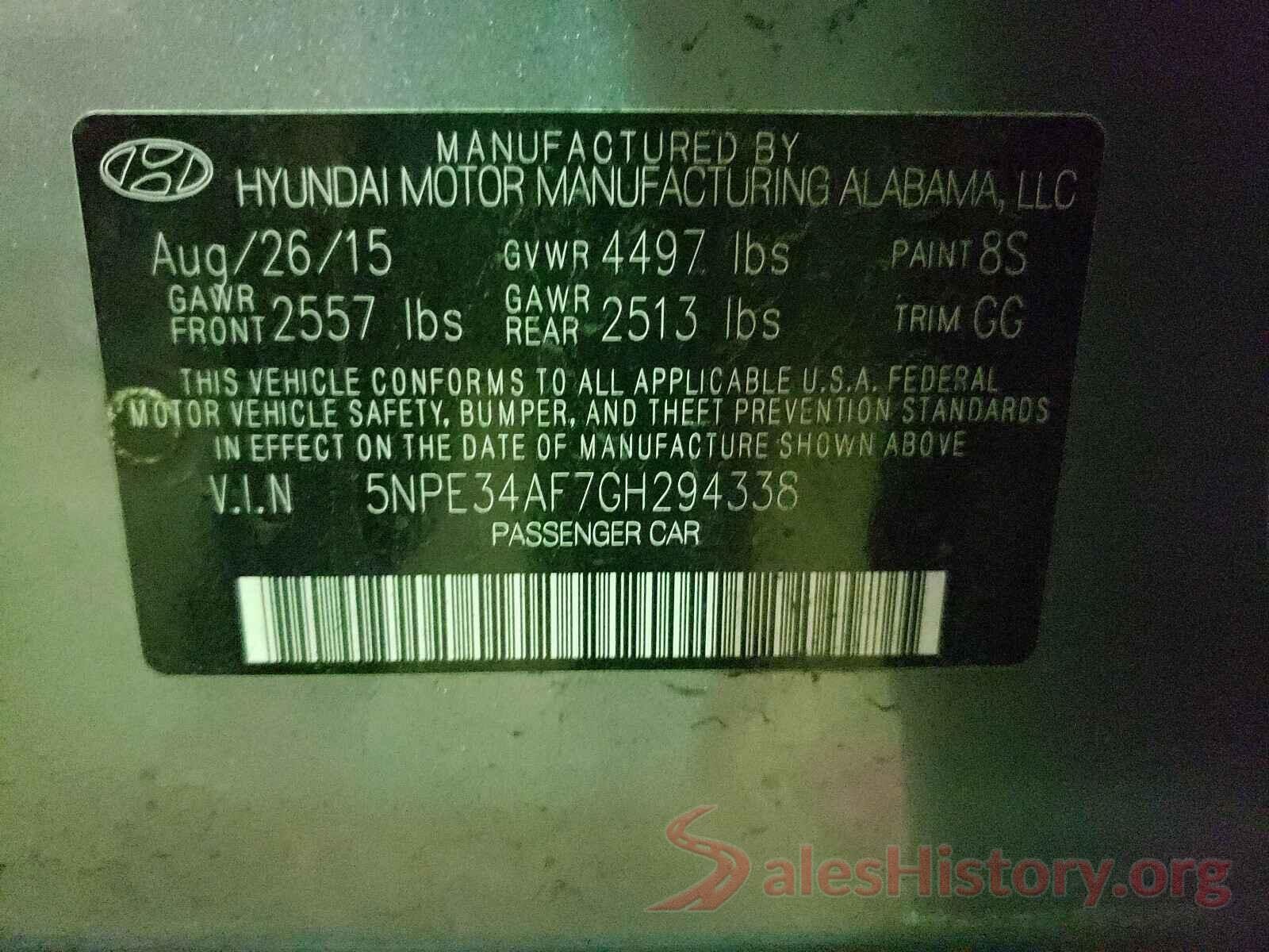 5NPE34AF7GH294338 2016 HYUNDAI SONATA