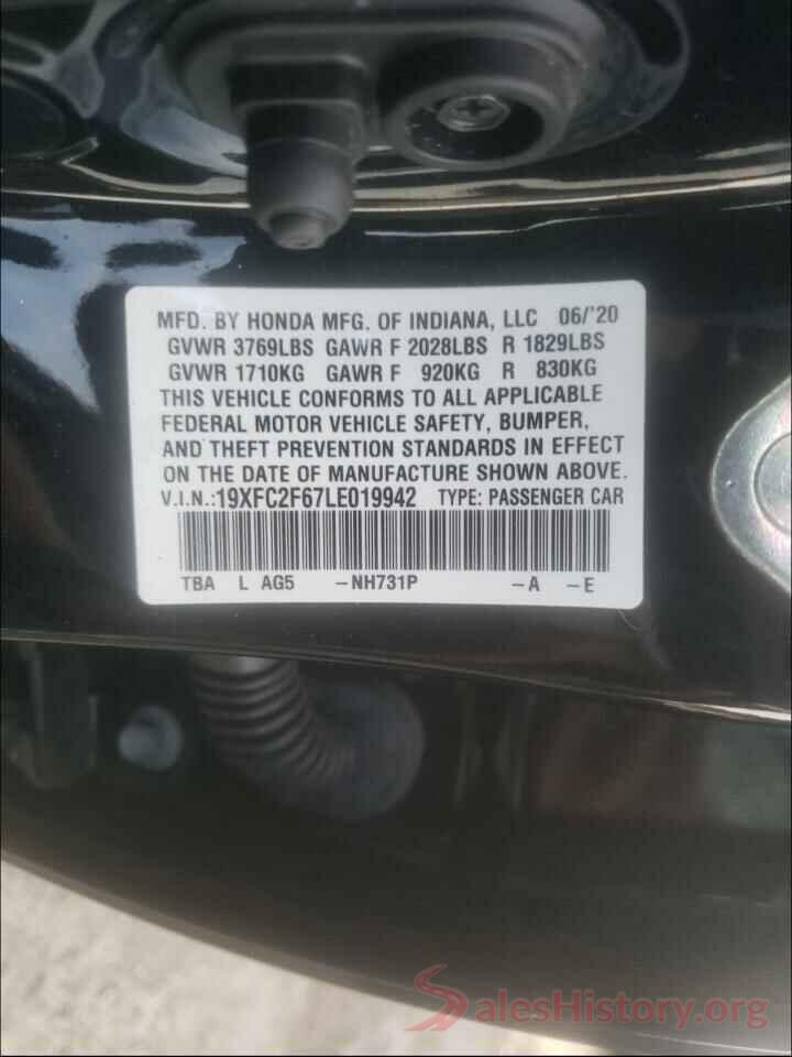 19XFC2F67LE019942 2020 HONDA CIVIC
