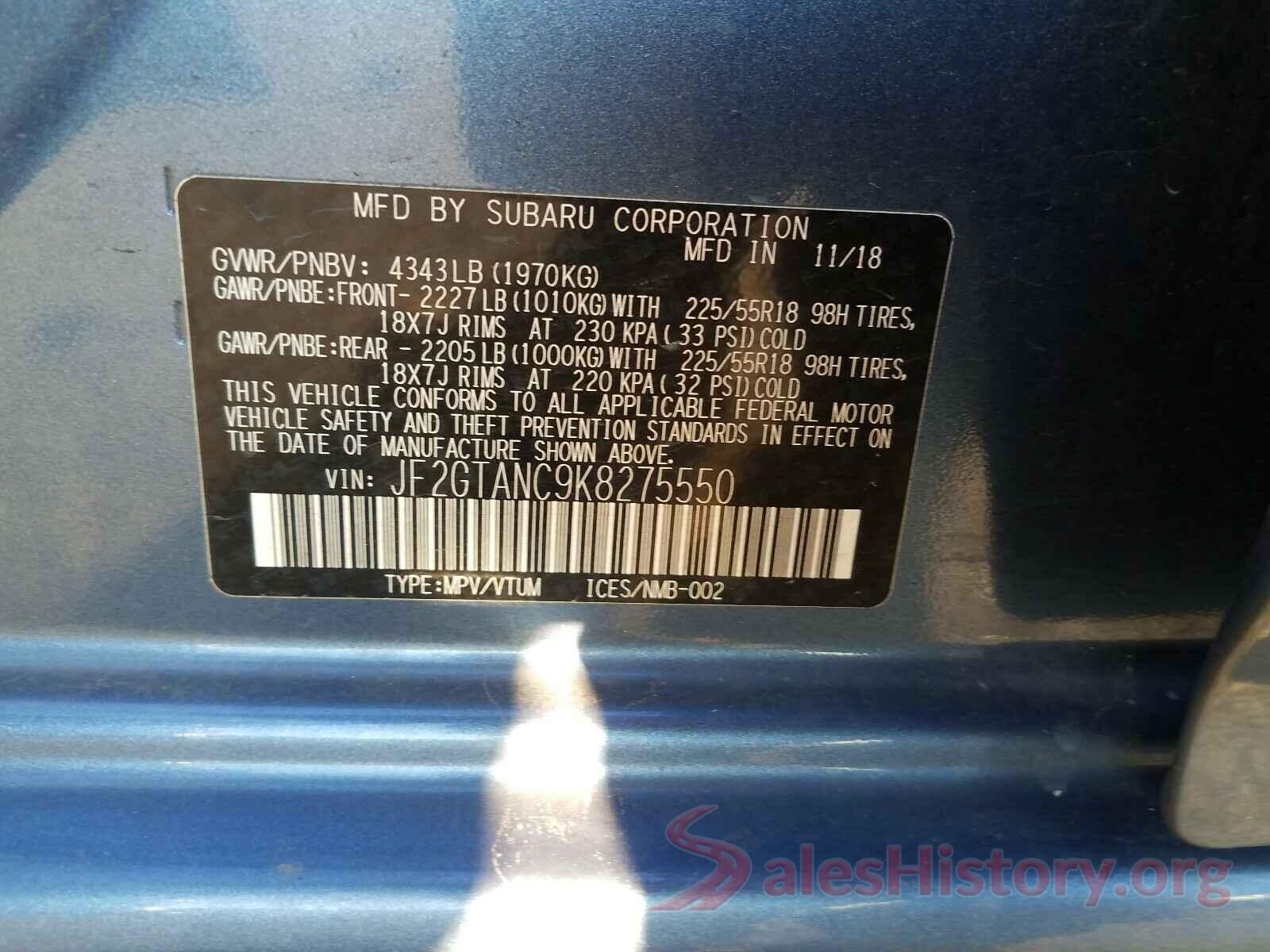 JF2GTANC9K8275550 2019 SUBARU ALL OTHER