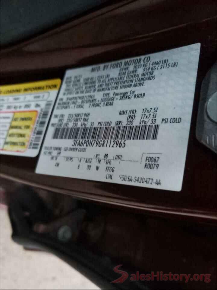 3FA6P0H79GR112965 2016 FORD FUSION