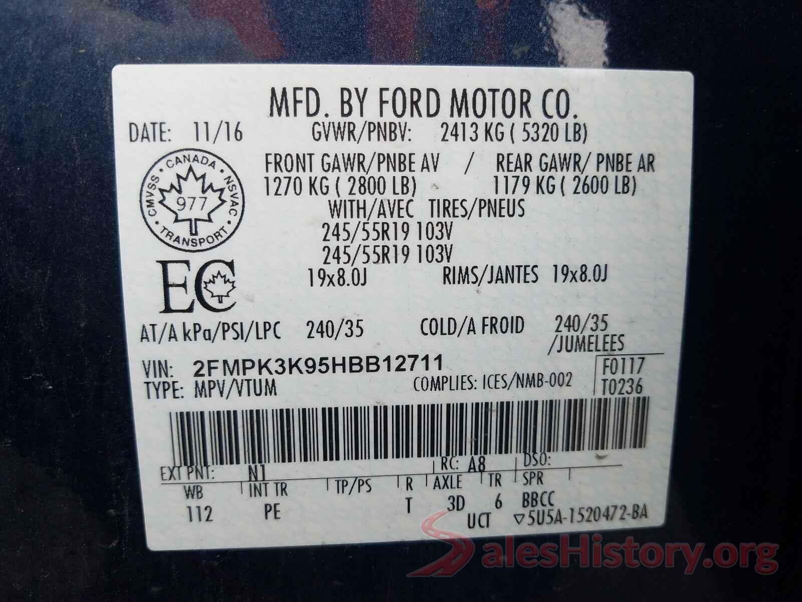 2FMPK3K95HBB12711 2017 FORD EDGE