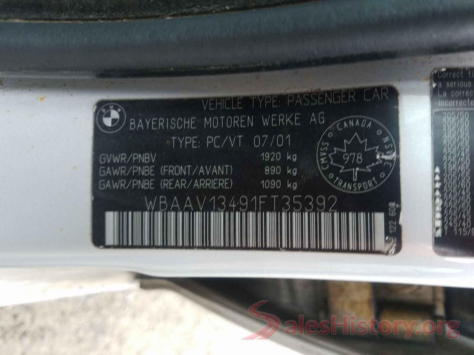 WBAAV13491FT35392 2001 BMW 3 SERIES