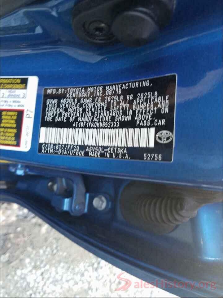 4T1BF1FK0HU652333 2017 TOYOTA CAMRY