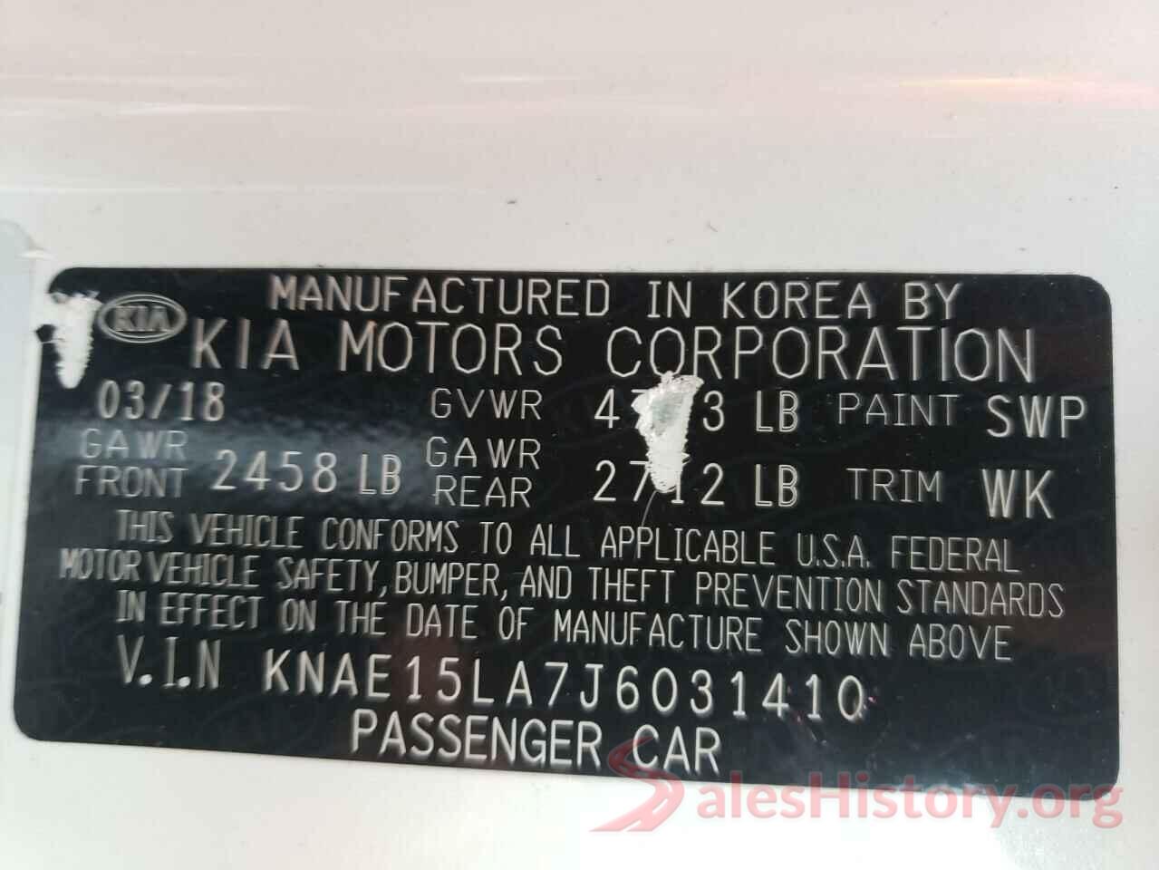 KNAE15LA7J6031410 2018 KIA STINGER