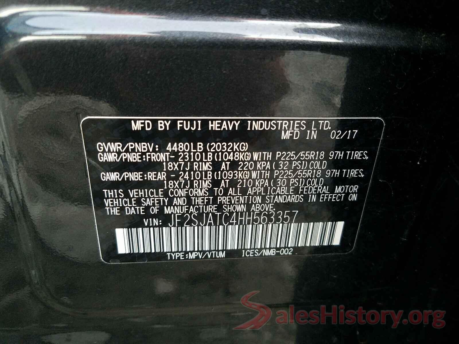 JF2SJATC4HH563357 2017 SUBARU FORESTER