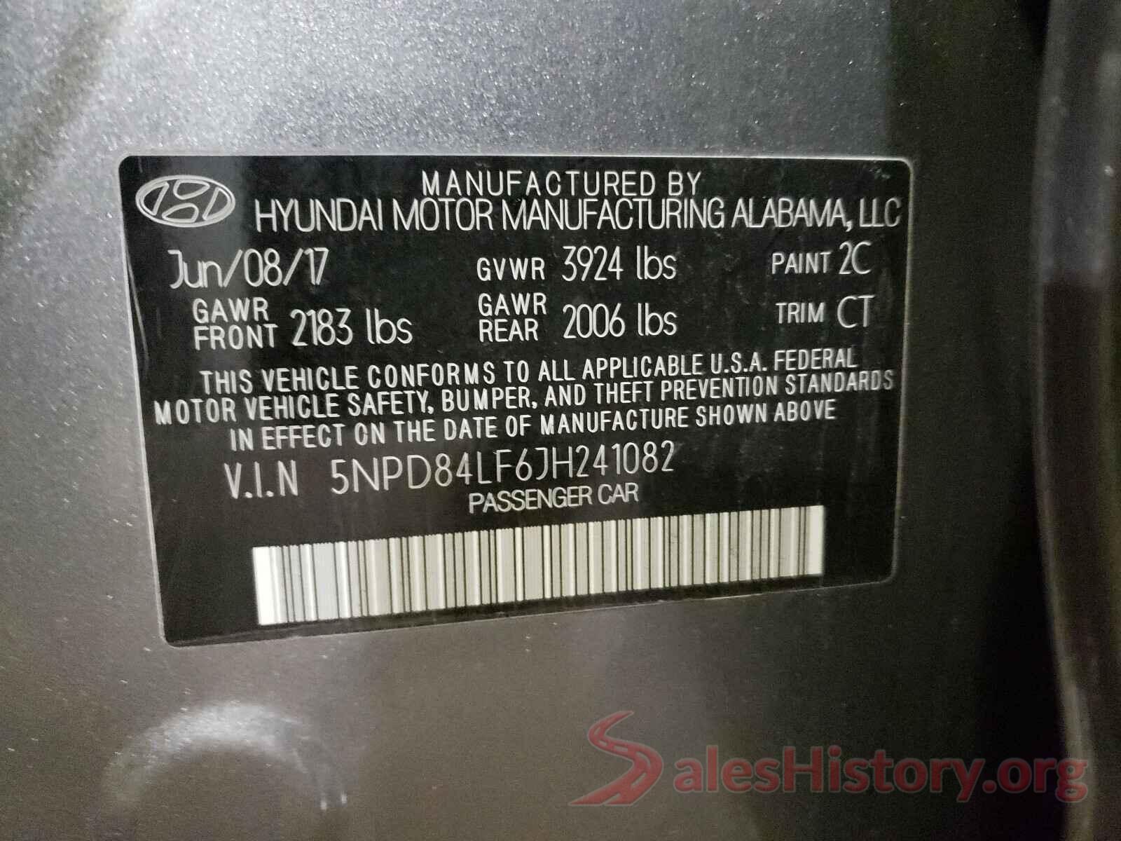 5NPD84LF6JH241082 2018 HYUNDAI ELANTRA