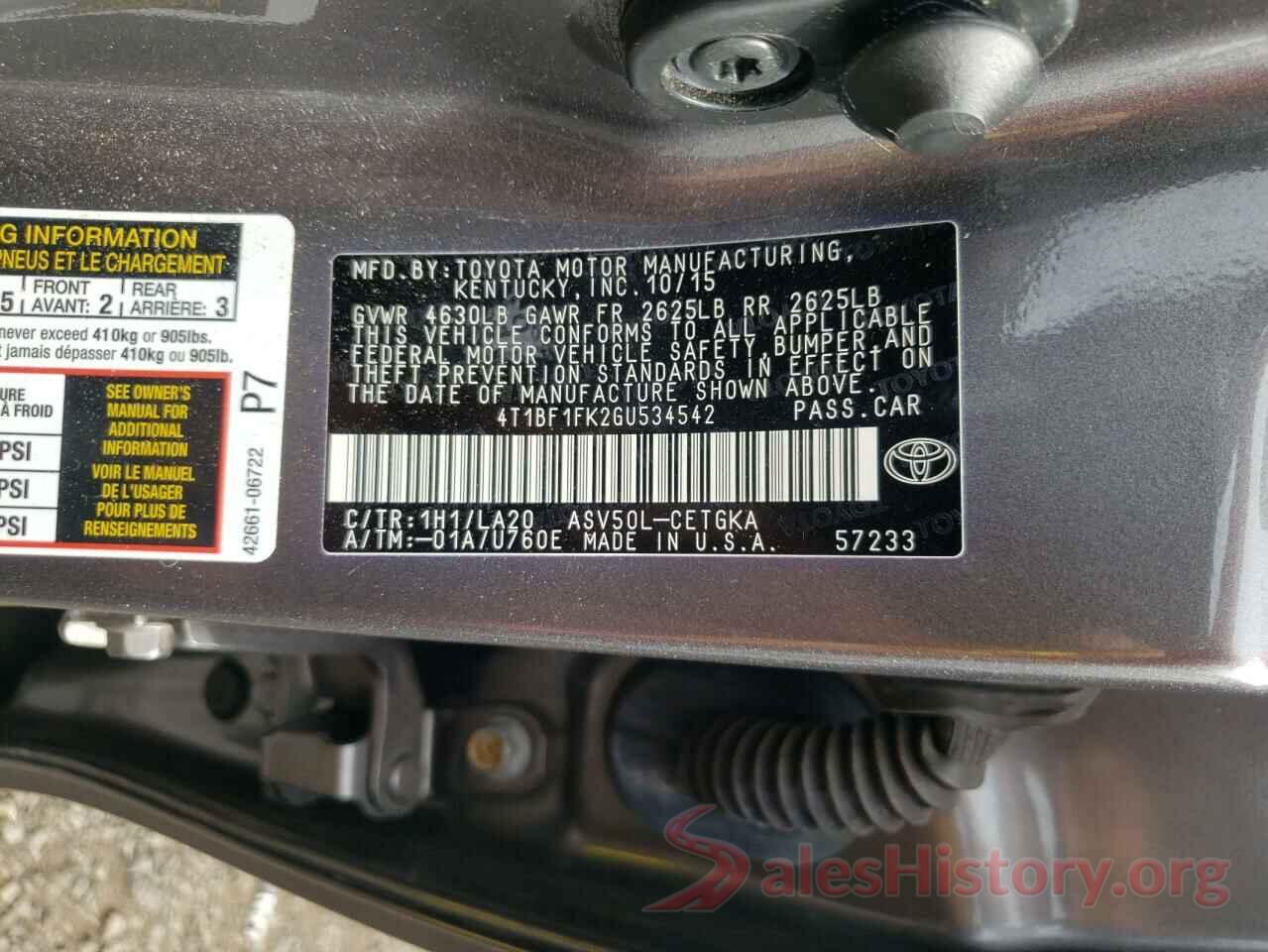 4T1BF1FK2GU534542 2016 TOYOTA CAMRY