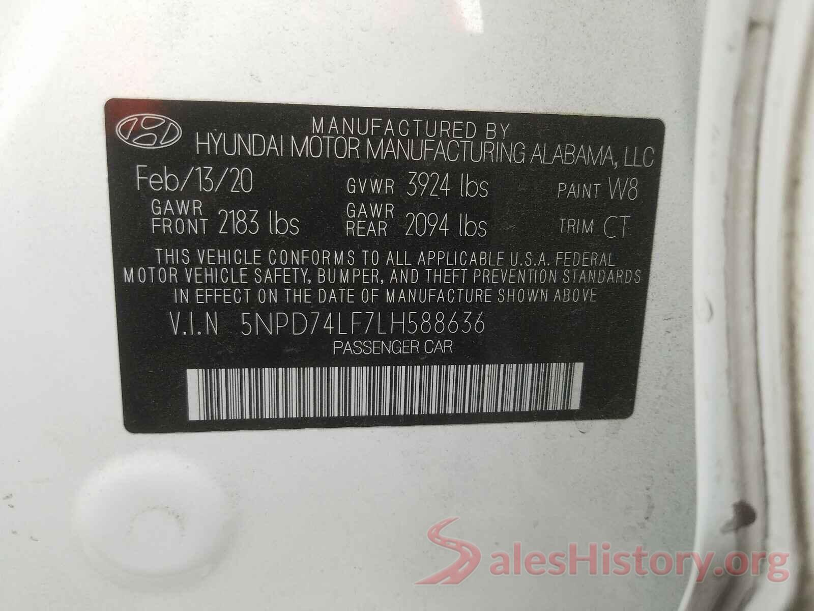 5NPD74LF7LH588636 2020 HYUNDAI ELANTRA