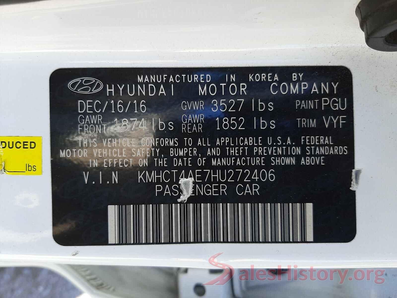 KMHCT4AE7HU272406 2017 HYUNDAI ACCENT