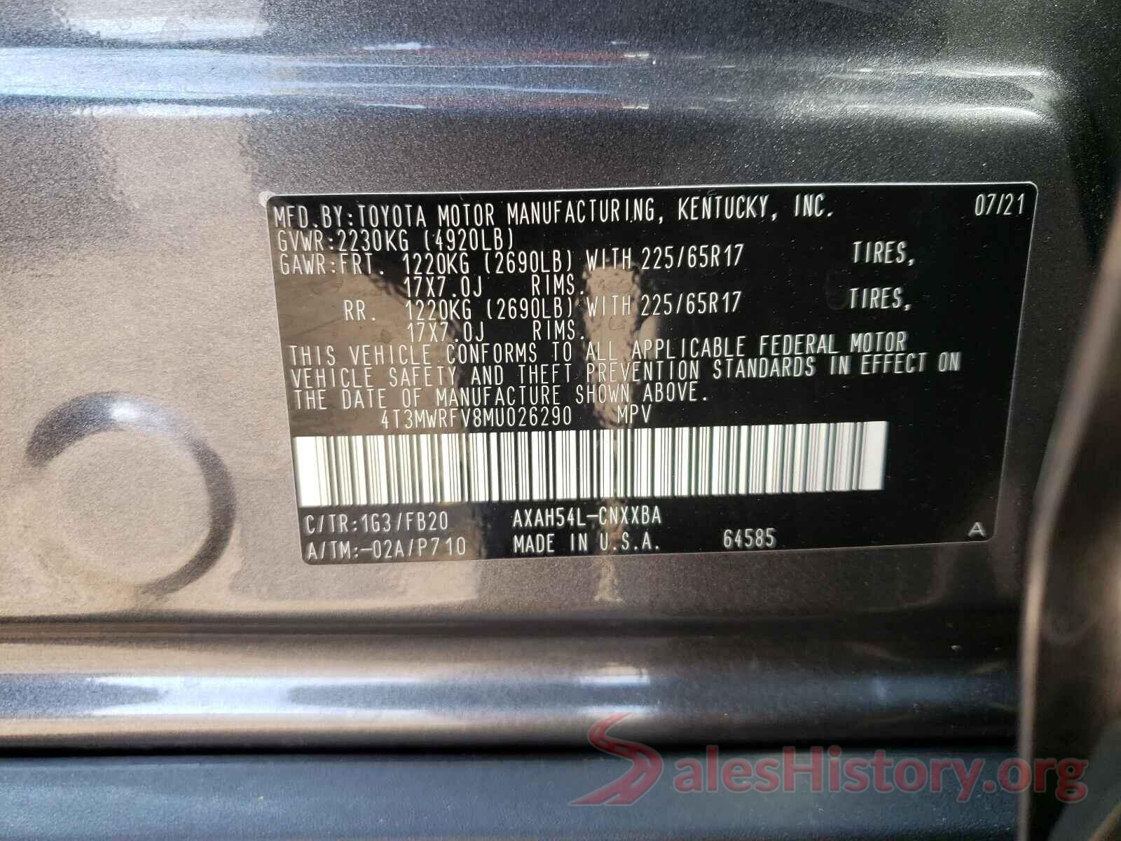 4T3MWRFV8MU026290 2021 TOYOTA RAV4