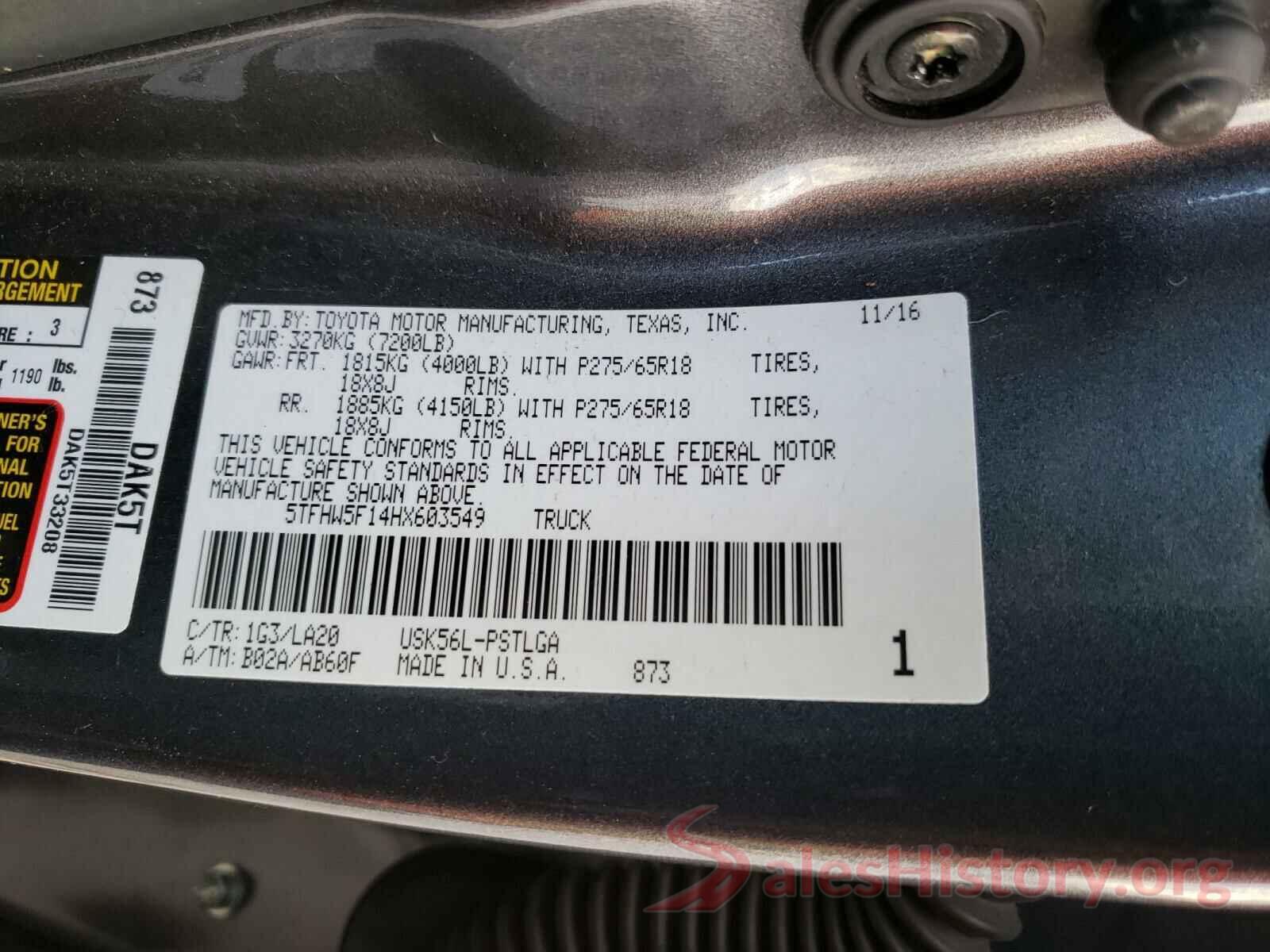 5TFHW5F14HX603549 2017 TOYOTA TUNDRA